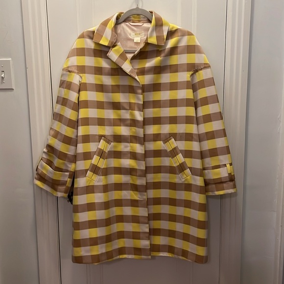 NWT! Anthropologie Maeve yellow and taupe gingham swing jacket - Picture 4 of 7